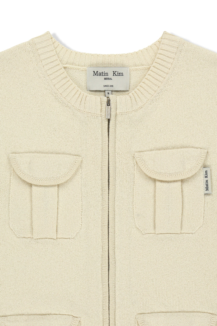 Matin Kim Pocket Washed Knit Vest — Beige