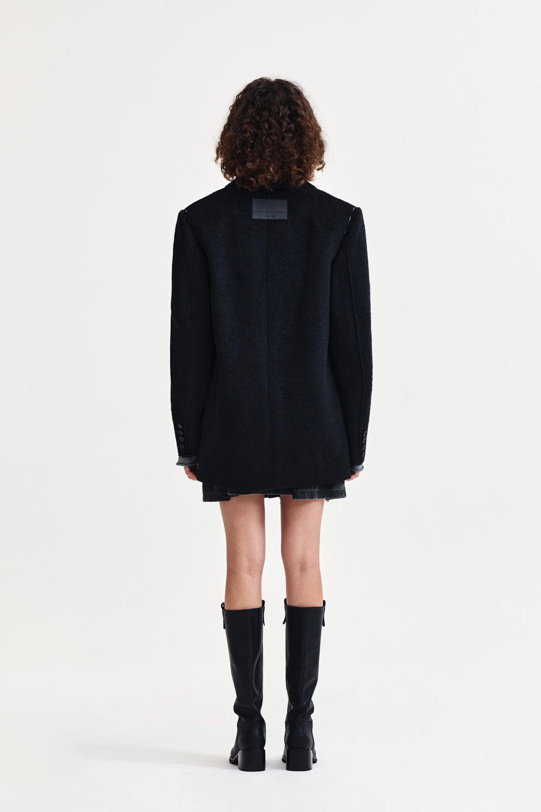 Matin Kim Hairy Overfit Stitch Single Jacket — Black