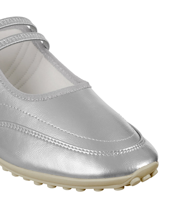 Stand Oil Strap Mary Jane Sneaker — Silver