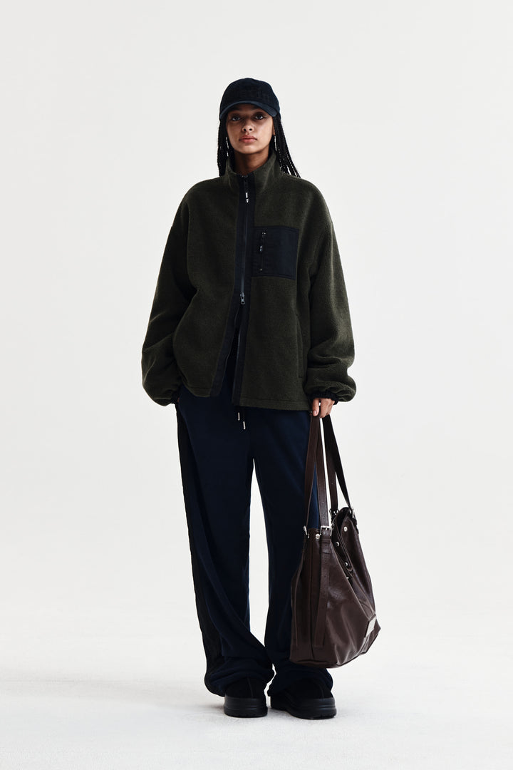 Matin Kim Sherpa Fleece Drawstring Pants — Navy blue