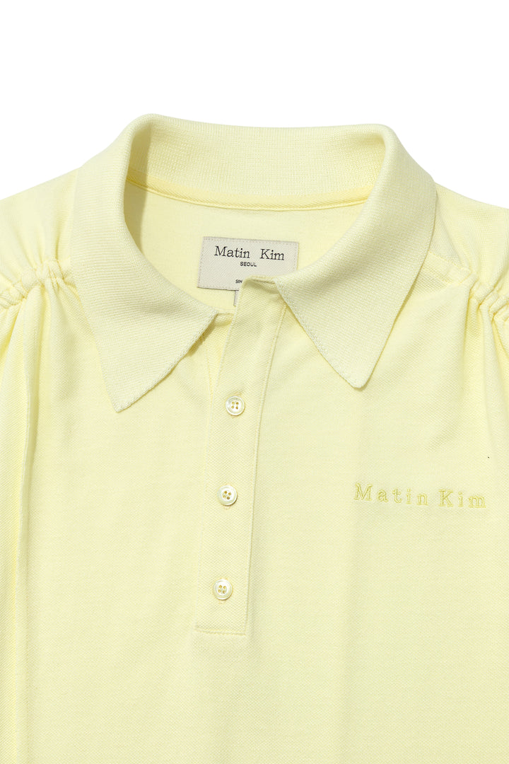 Matin Kim Two Way String Point Pique Top — Yellow