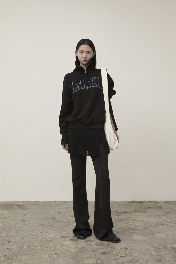 Matin Kim Cut Out Half Zip Sweatshirt — Black