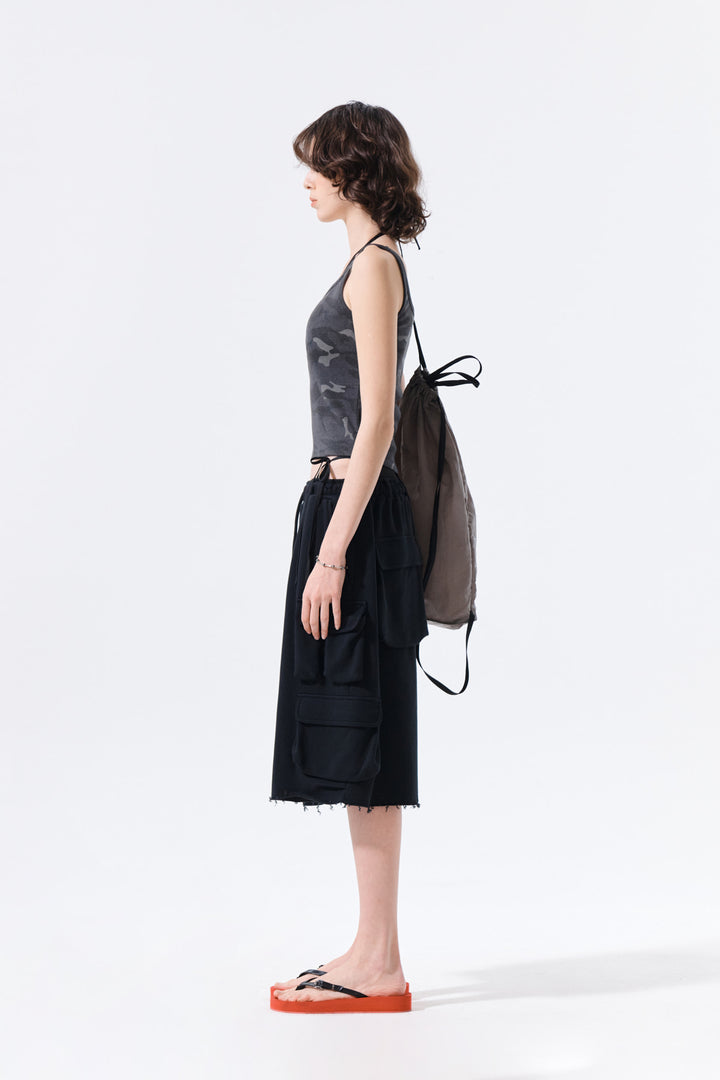 Matin Kim Square Neck Cropped Tank — Charcoal