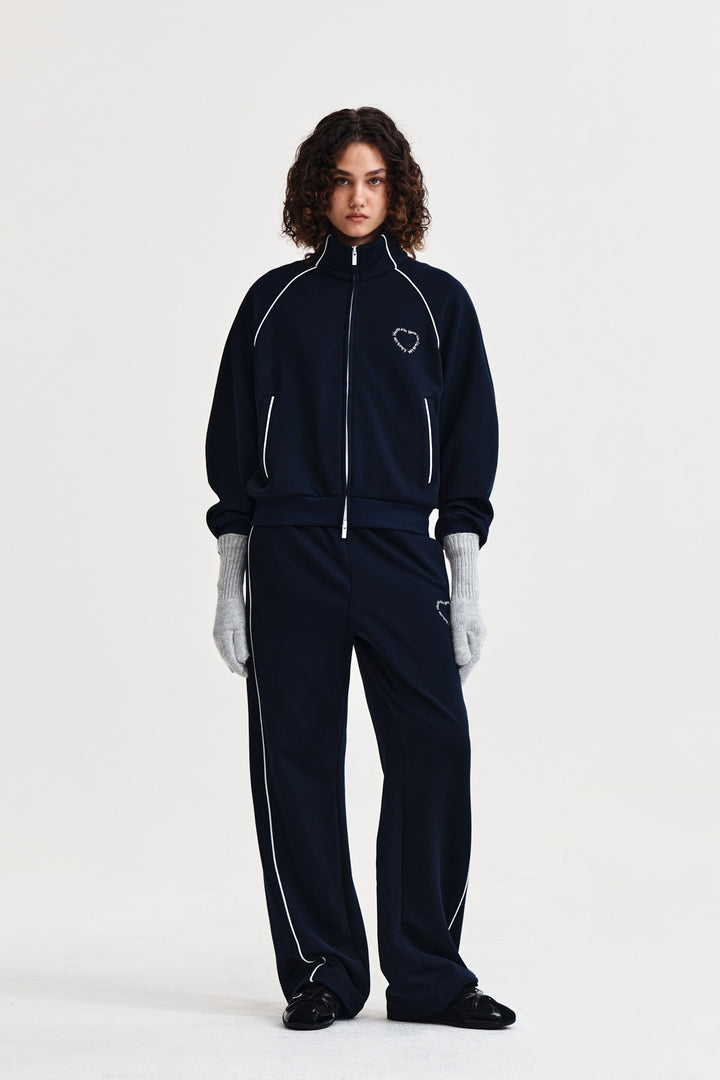 Matin Kim Heart Logo Track Jumper — Navy blue