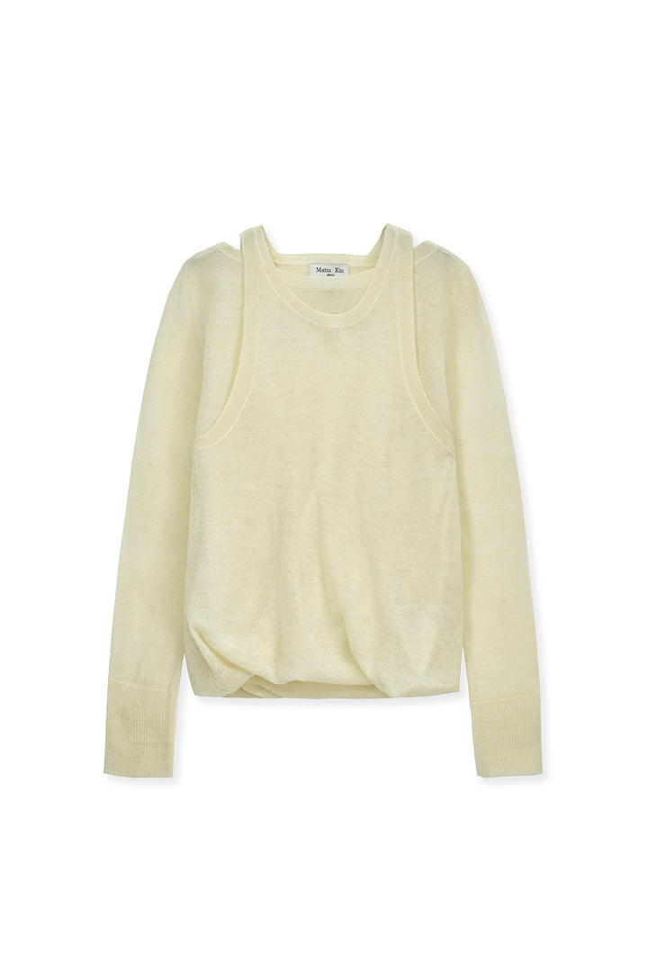 Matin Kim Mohair Layered Knit Pullover — Yellow