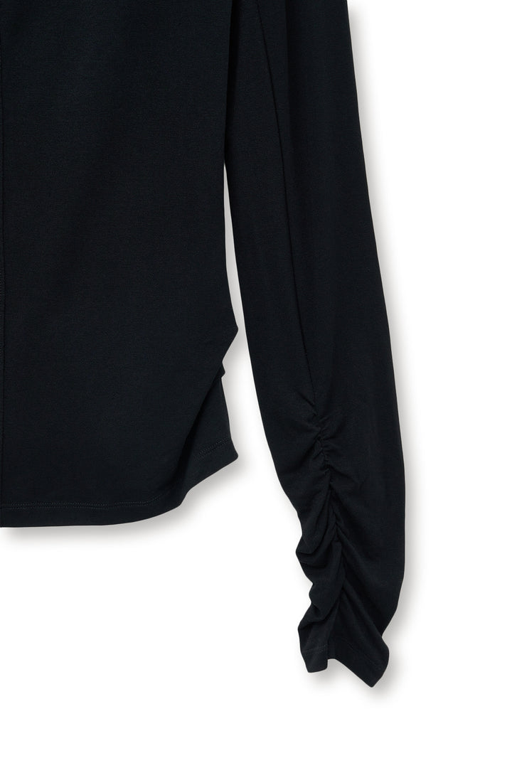 Matin Kim Henley Neck Shirring Top — Black