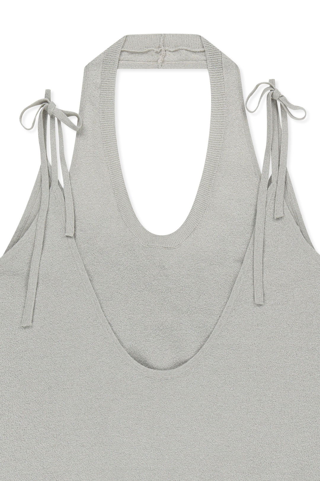 Matin Kim Layered Tie Halter Neck Knit Top — Light Grey
