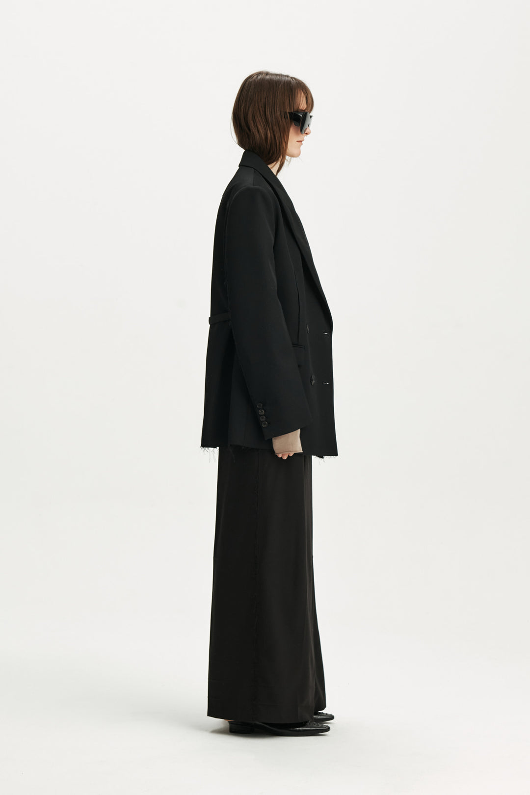 KIMMATIN Belted Double Jacket — Black