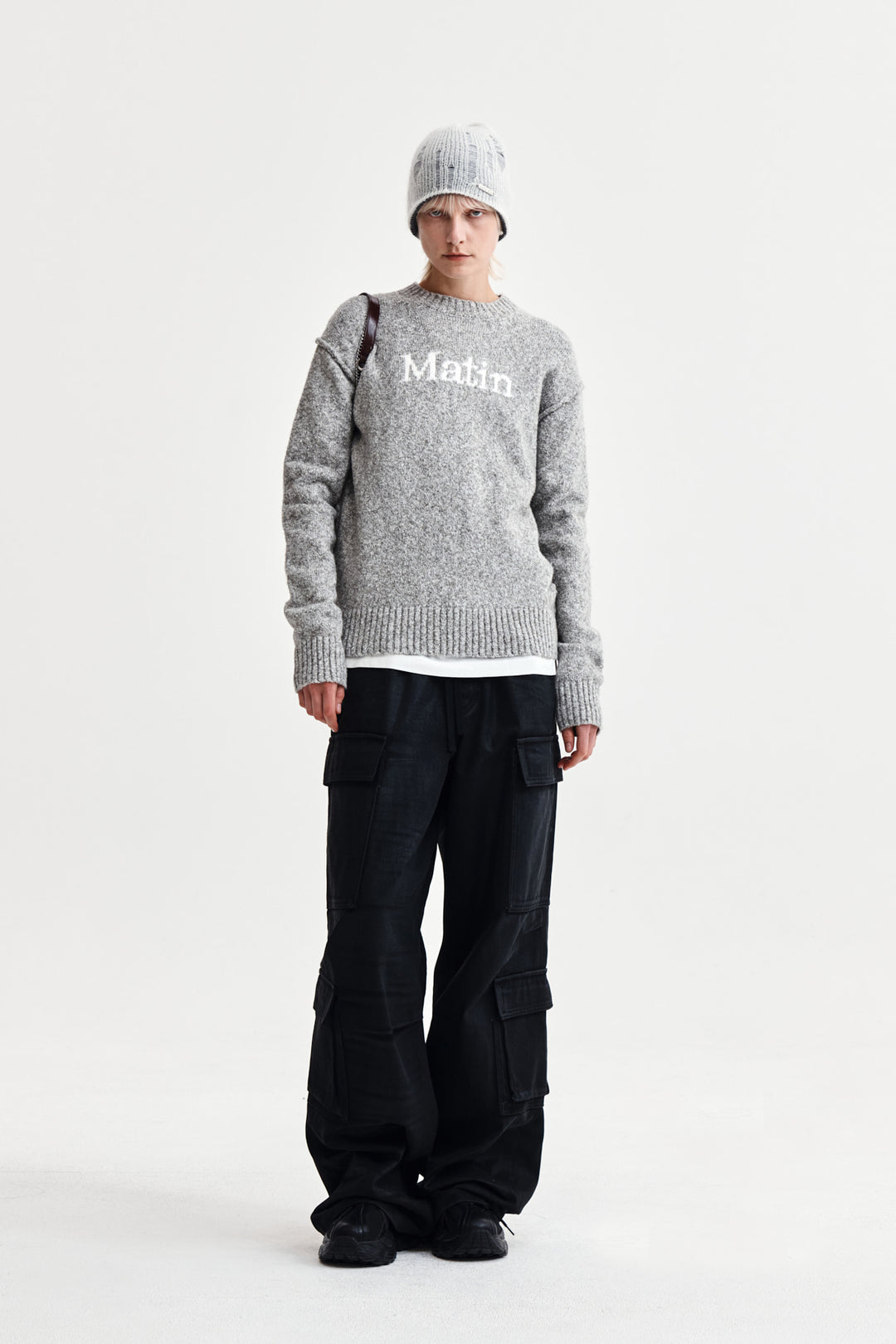 Matin Kim Mixed Yarn Knit Pullover — Gray