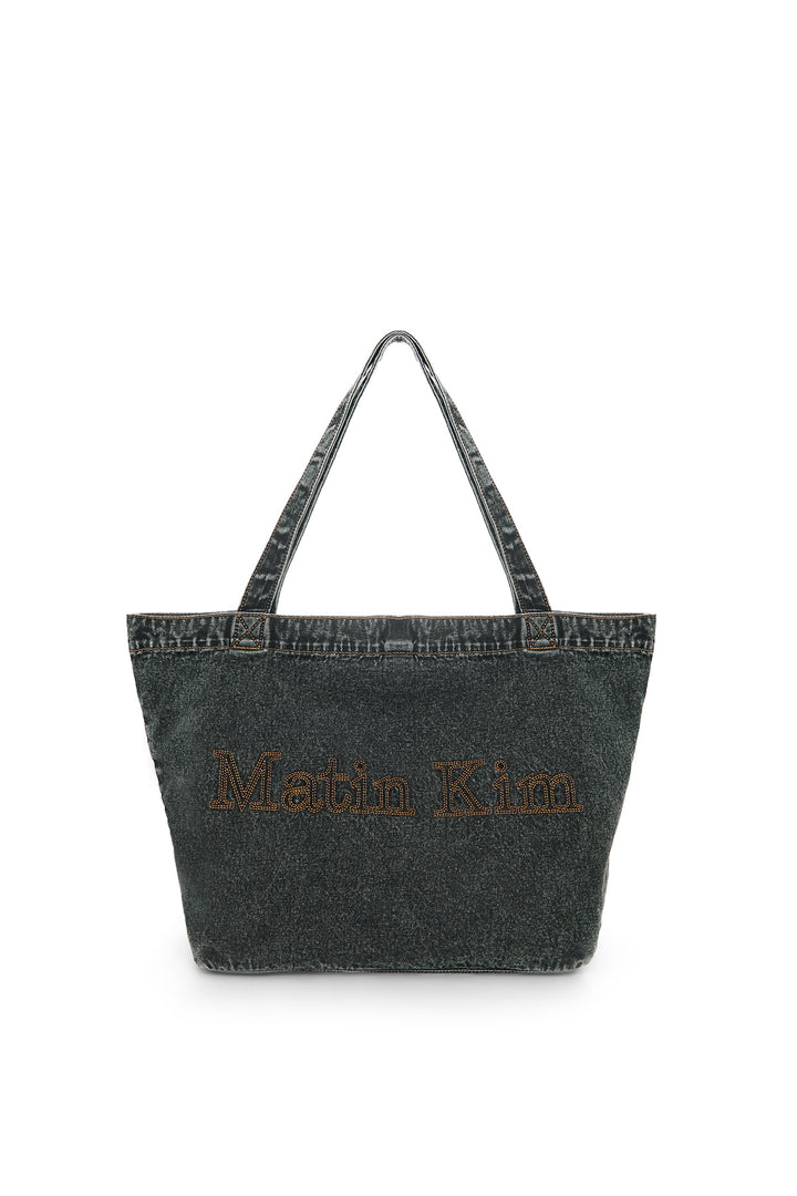 Matin Kim Stitch Denim Shoulder Bag — Black