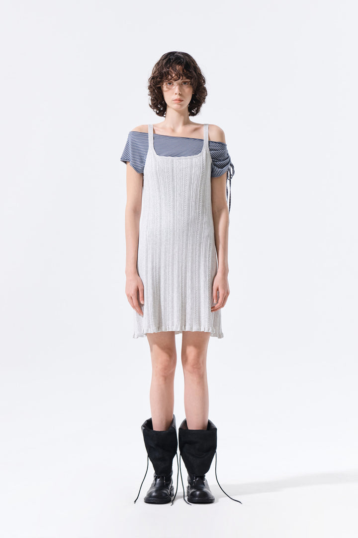 Matin Kim Open Back Ribbed Knit Dress — Light Grey