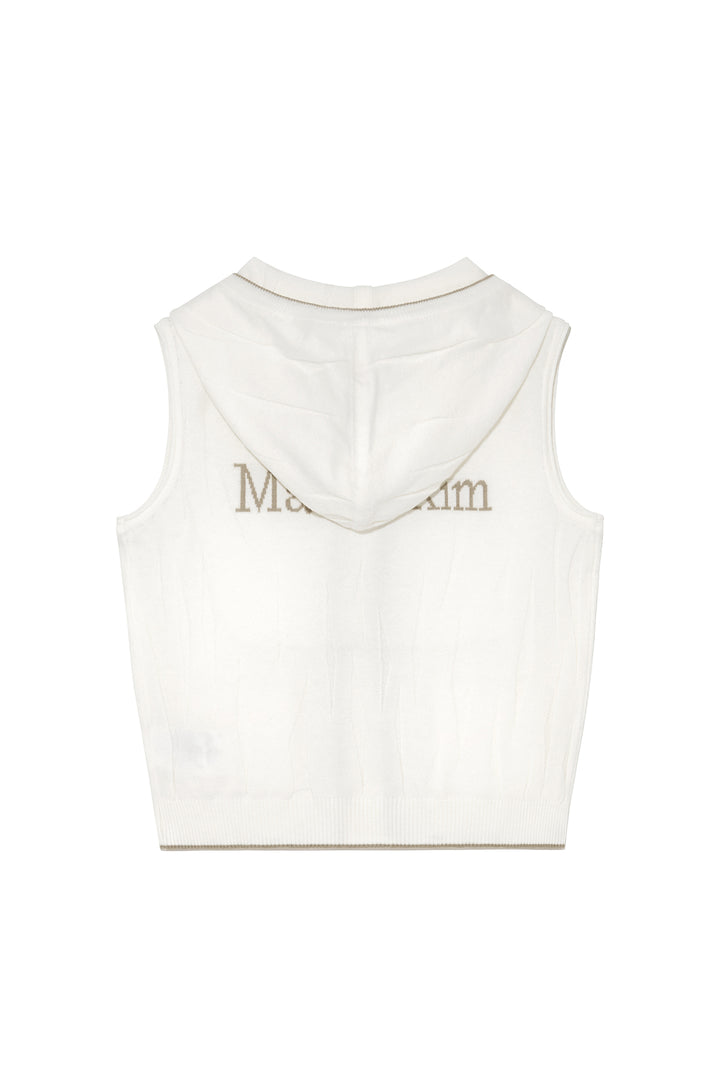 Matin Kim Wrinkle Hoody Button Knit Vest — Ivory