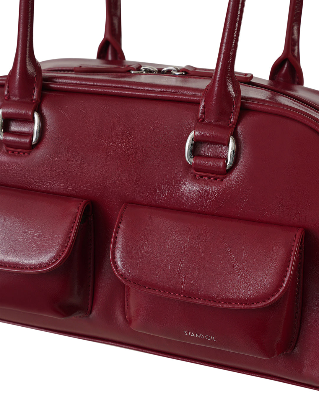 Stand Oil Chubby Bag — Glossy Bowling Crossbody — Red wine