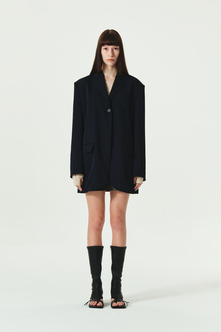 KIMMATIN Tailored Overfit Single Jacket — Dark Navy
