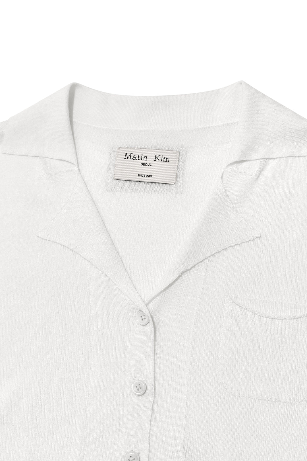 Matin Kim String Point Plain Long Cardigan — White
