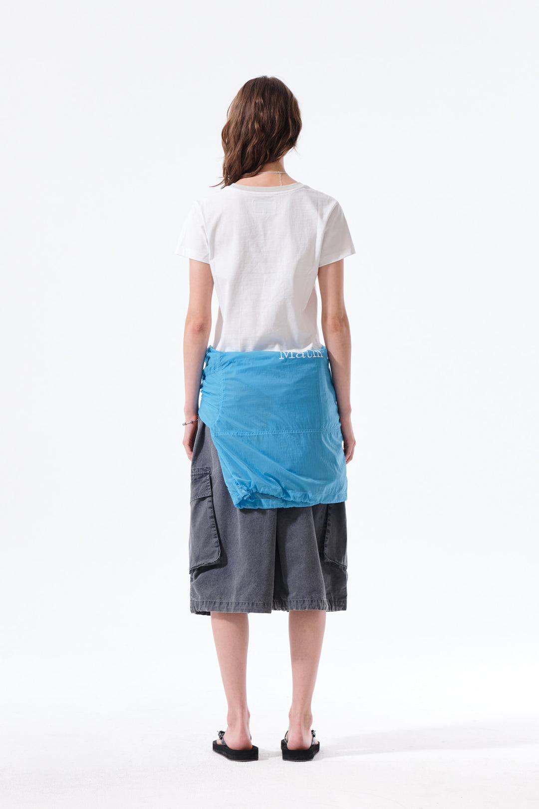 Matin Kim Tonal Rib Logo Crop Top — White