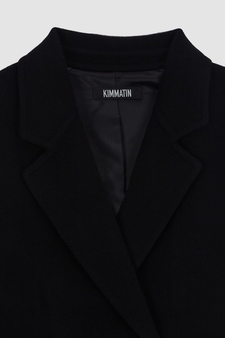 KIMMATIN Belted Double Wool Coat — Black