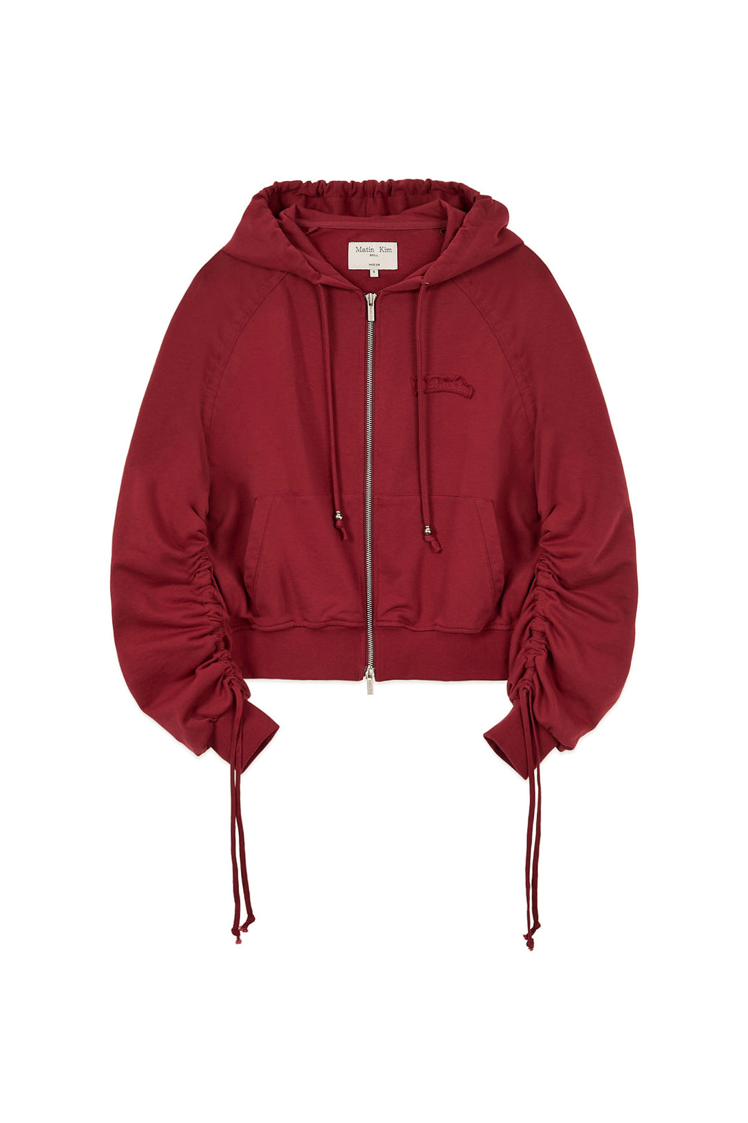 Matin Kim Sleeve String Detail Zip Hoody — Red