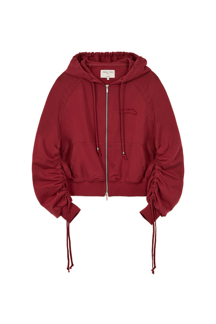 Matin Kim Sleeve String Detail Zip Hoody — Red