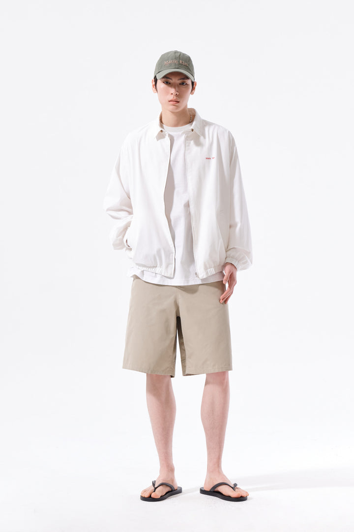Matin Kim Small Logo Cotton Zip Up Jumper — White