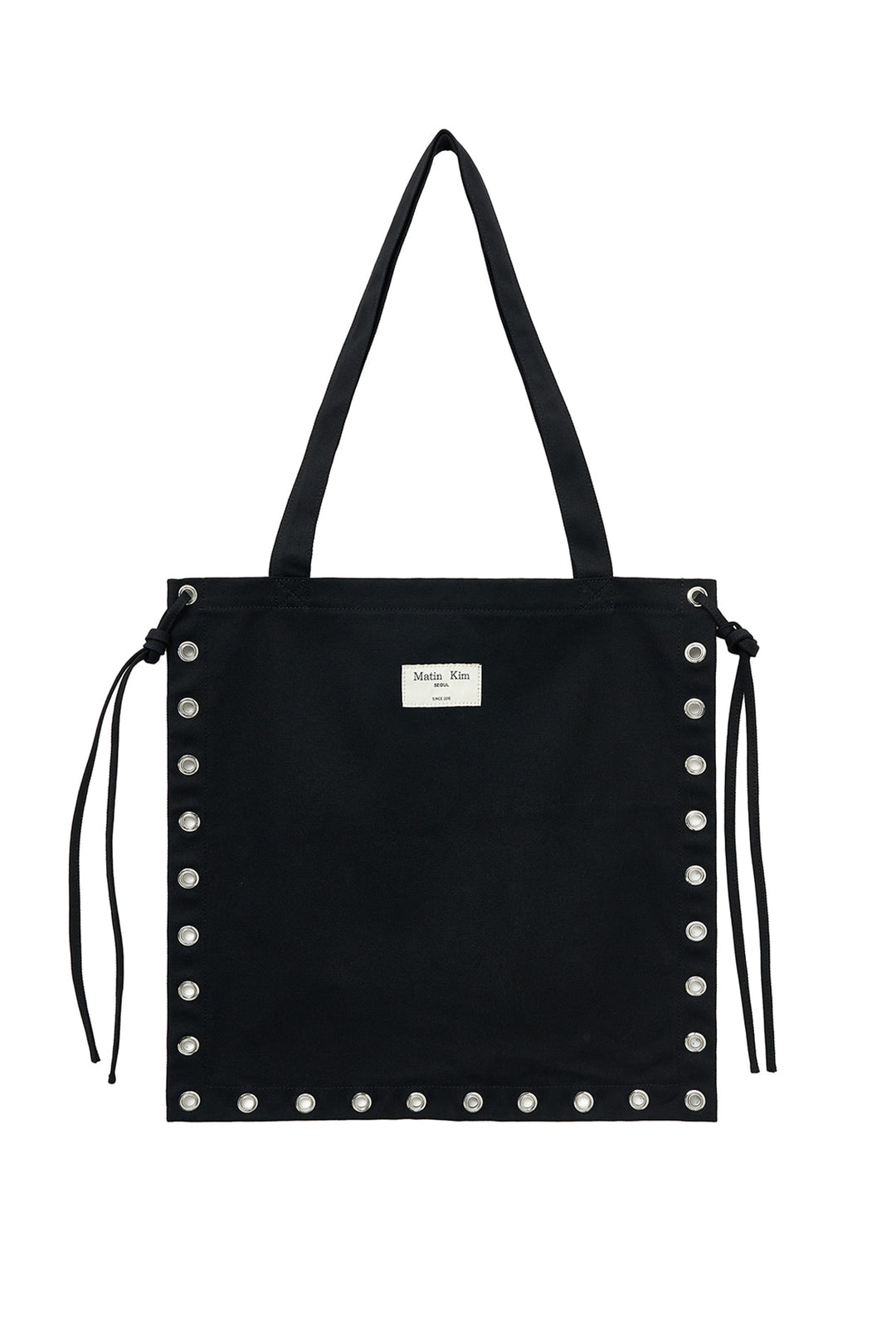 Matin Kim Eyelet Logo Canvas Ecobag — Black