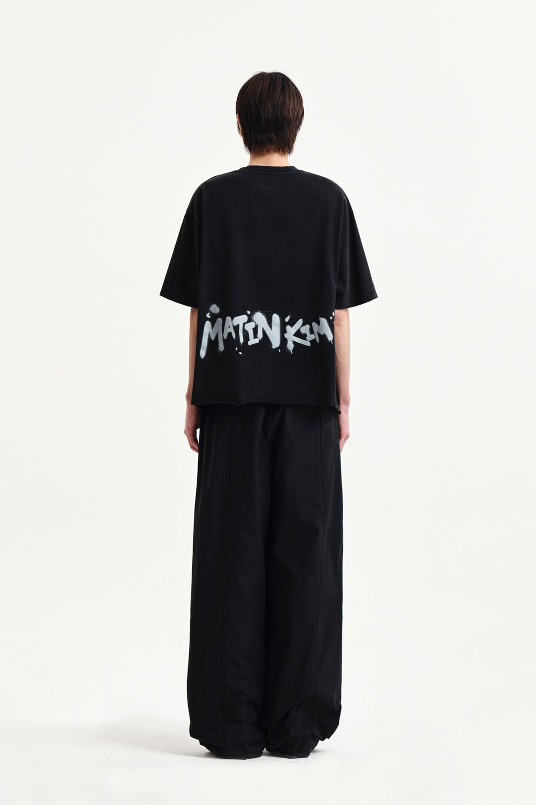 Matin Kim Raw Cut Graffiti Logo Top — Black