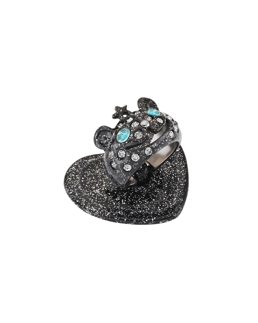 Stand Oil Princess Bear Grip Ring — Glitter Black