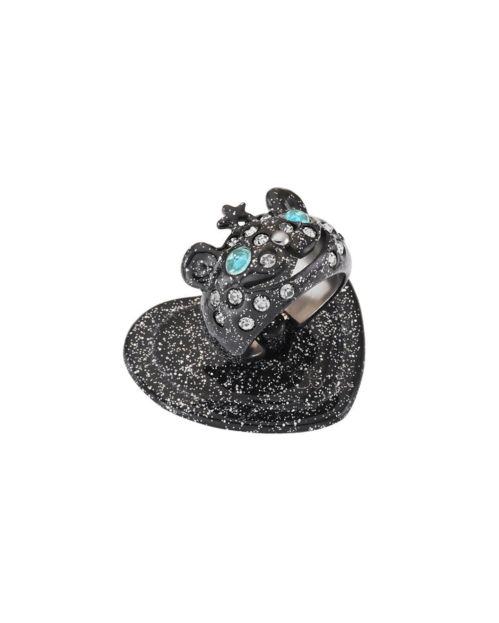 Stand Oil Princess Bear Grip Ring — Glitter Black