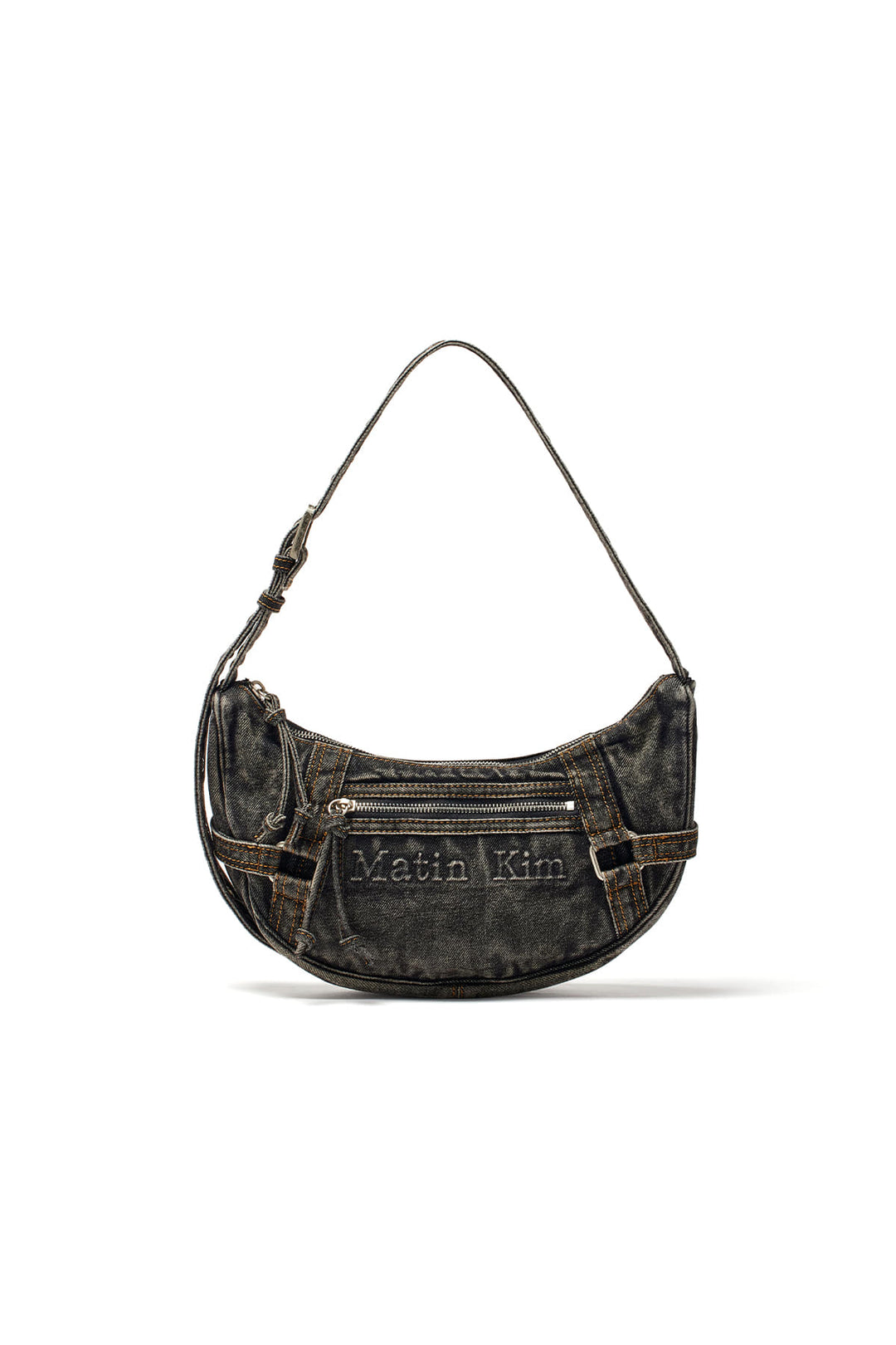 Matin Kim Washed Denim Mini Hobo Bag — Black