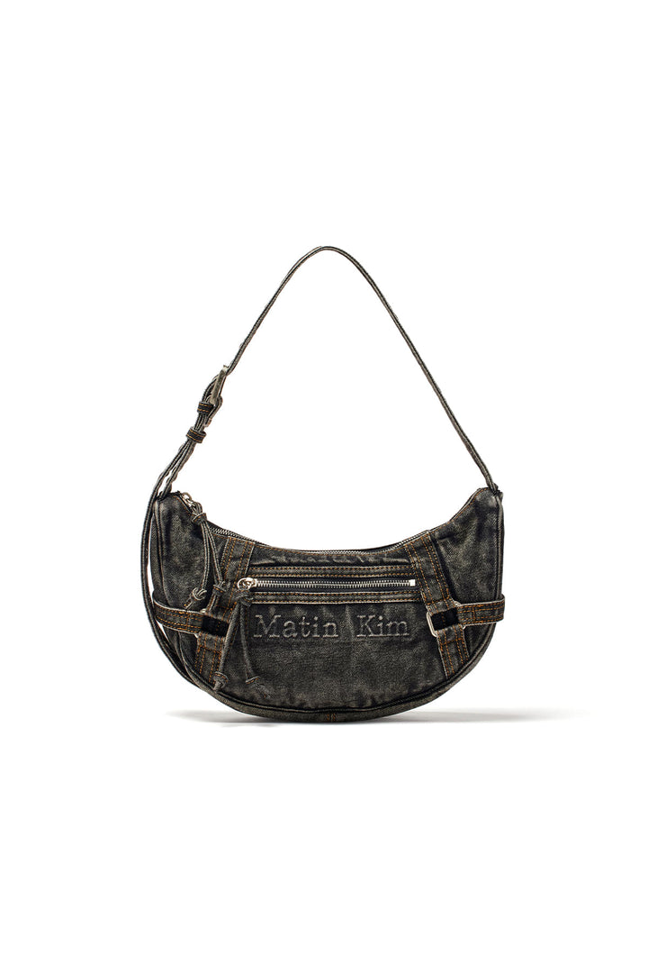 Matin Kim Washed Denim Mini Hobo Bag — Black