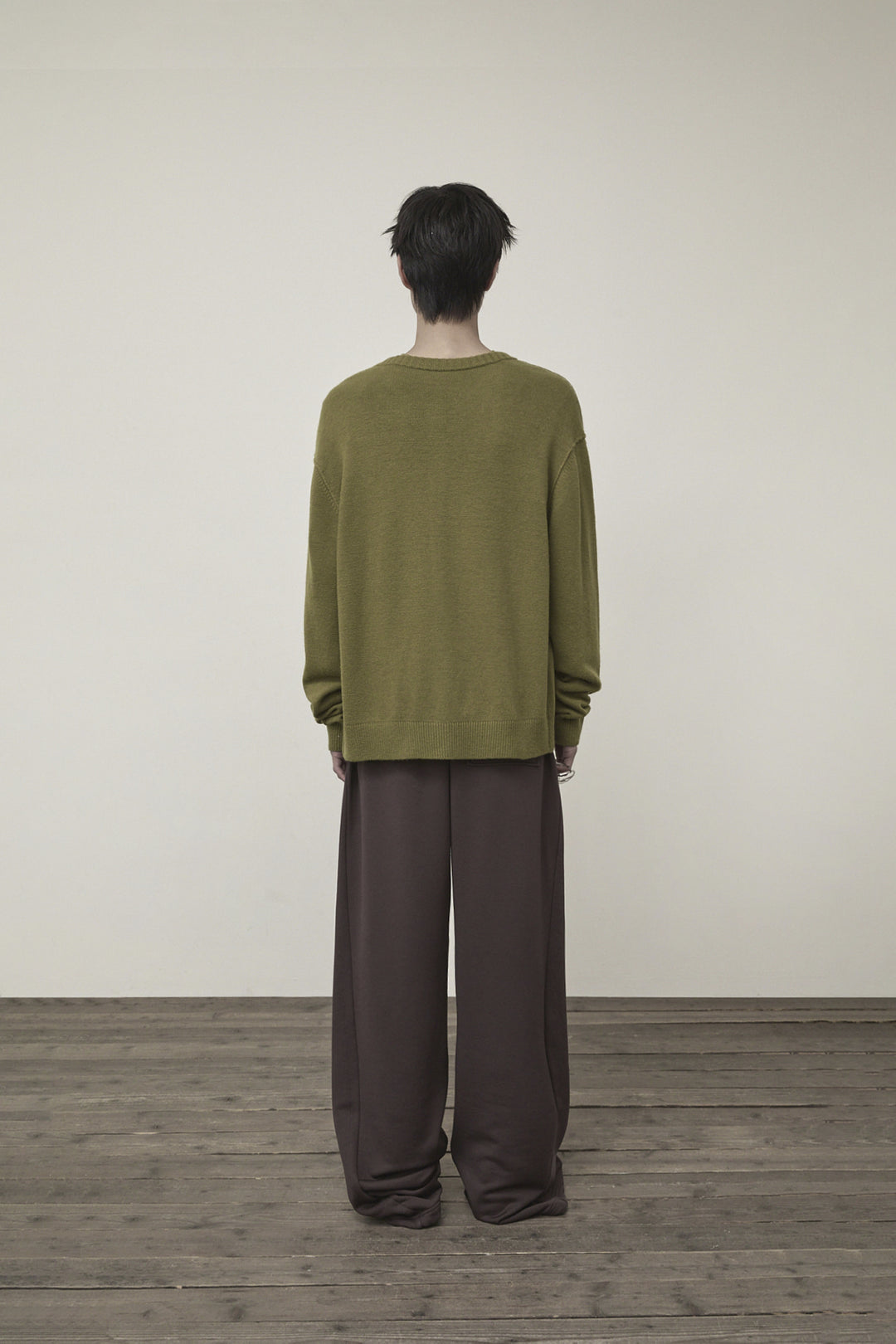 Matin Kim Cashmere Blended Round Knit Cardigan — Olive