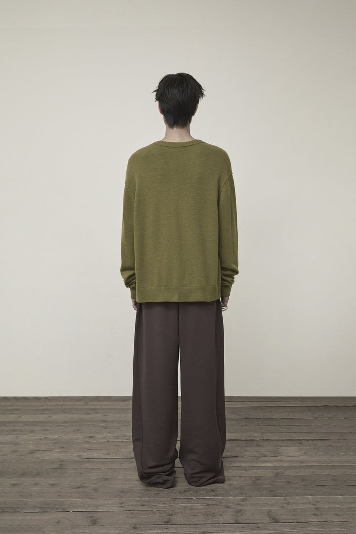 Matin Kim Cashmere Blended Round Knit Cardigan — Olive