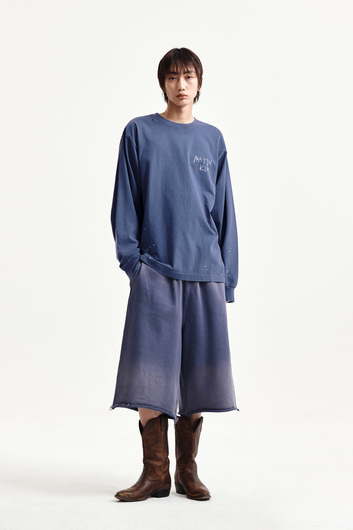 Matin Kim Vintage Washed Logo Top — Blue
