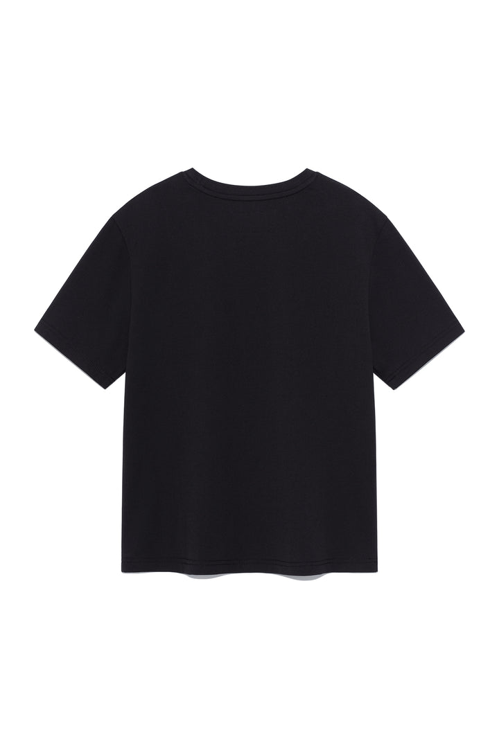 Matin Kim Logo Point Lettering Graphic Top — Black