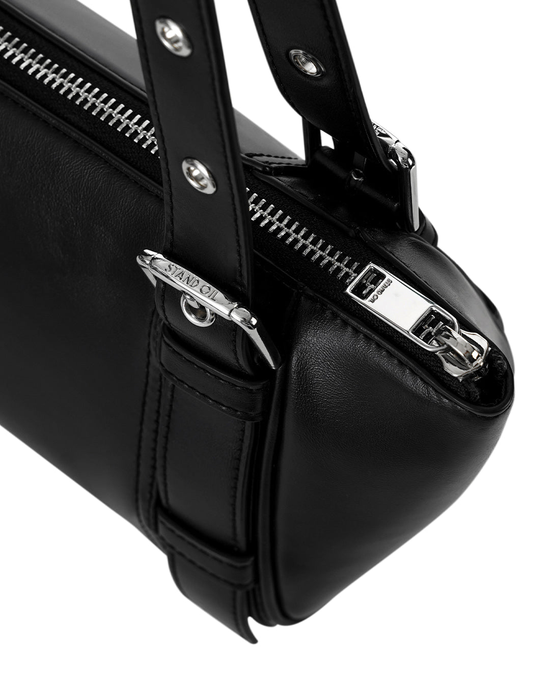 Stand Oil Boat Bag — Glossy Shoulder Crossbody — Black