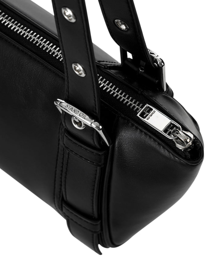 Stand Oil Boat Bag — Glossy Shoulder Crossbody — Black