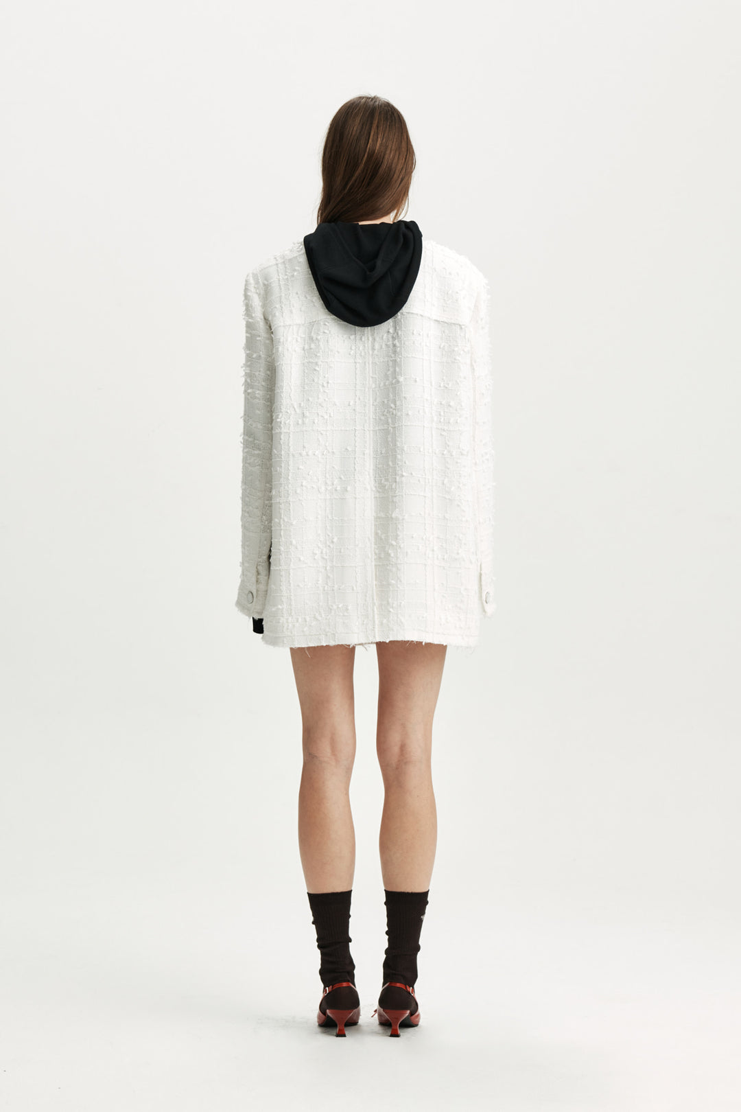 KIMMATIN Cut Point Tweed Jacket — White