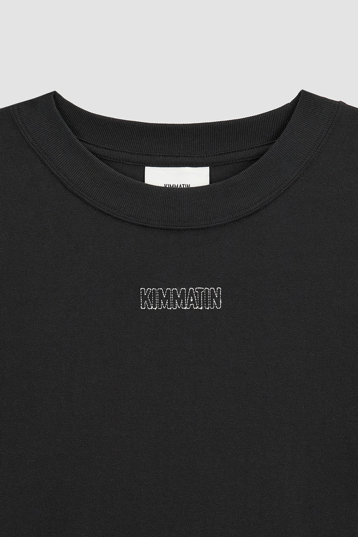 KIMMATIN Logo Embroidery Oversize Top — Black