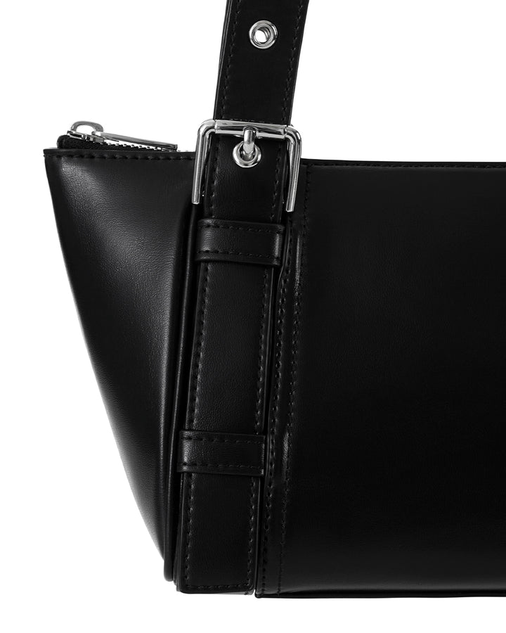 Stand Oil Boat Bag — Glossy Shoulder Crossbody — Black