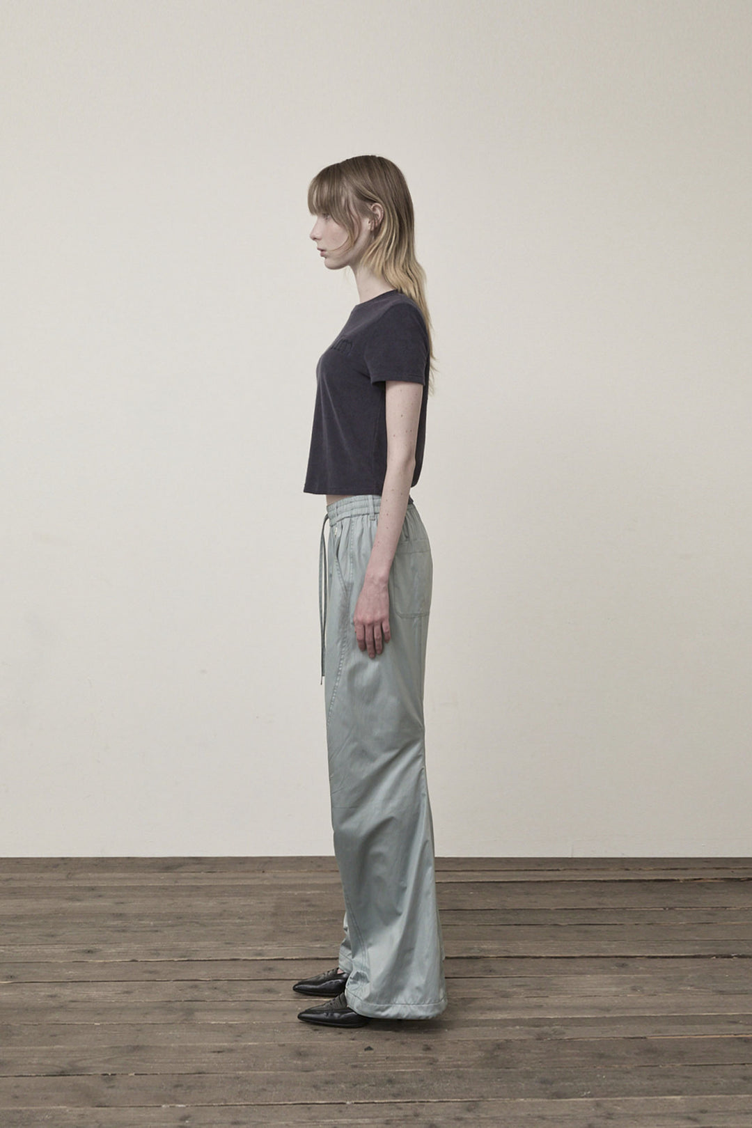 Matin Kim Logo Point Terry Crop Top — Navy blue