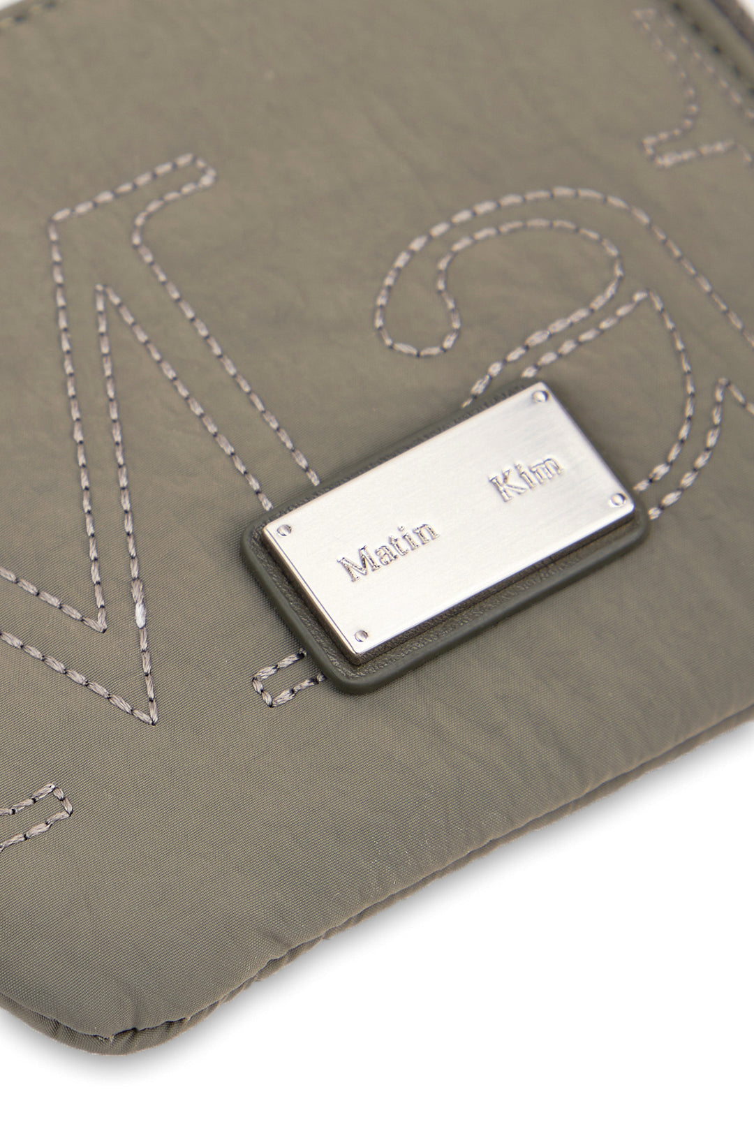 Matin Kim Logo Stitch Sporty Wallet — Khaki