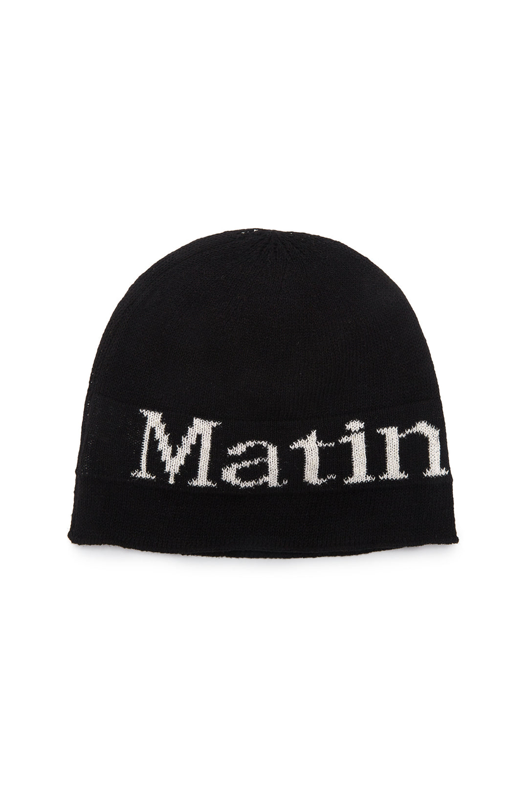 Matin Kim Logo Linen Short Beanie — Black