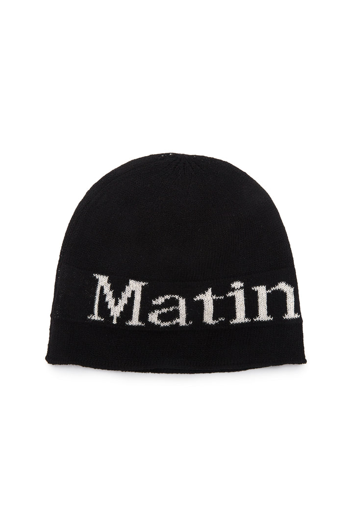 Matin Kim Logo Linen Short Beanie — Black
