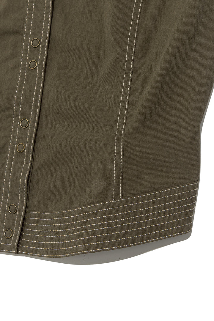 Matin Kim Stitch Point Slim Shirket — Khaki
