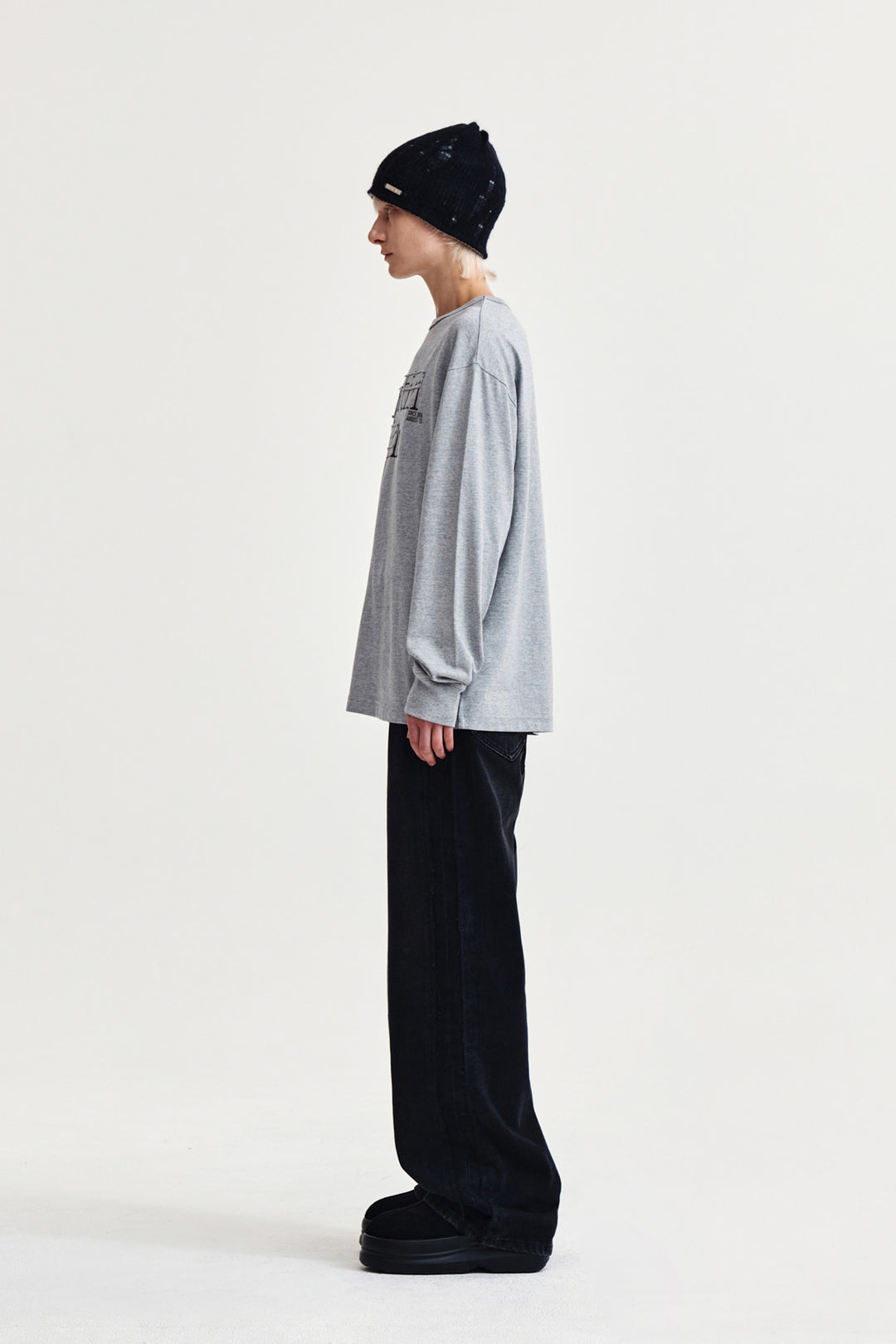 Matin Kim Patch Graphic Long Sleeve Top — Gray