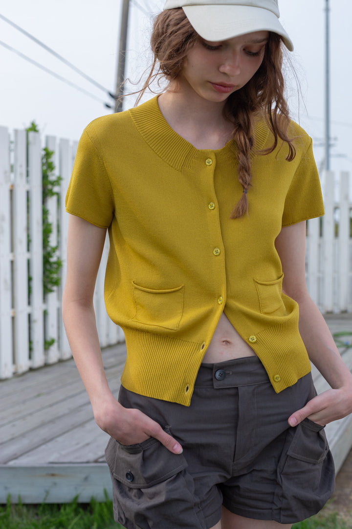 Matin Kim Pocket Point Half Cardigan — Olive
