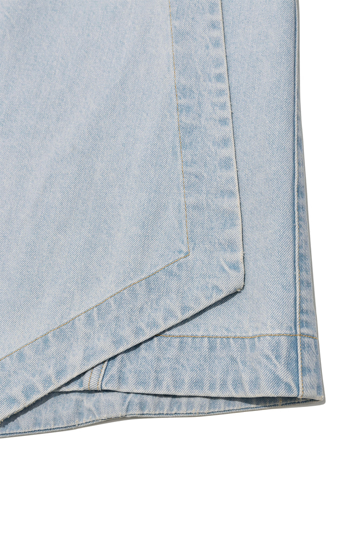 Matin Kim Denim Mixed Flare Skirt — Light Blue
