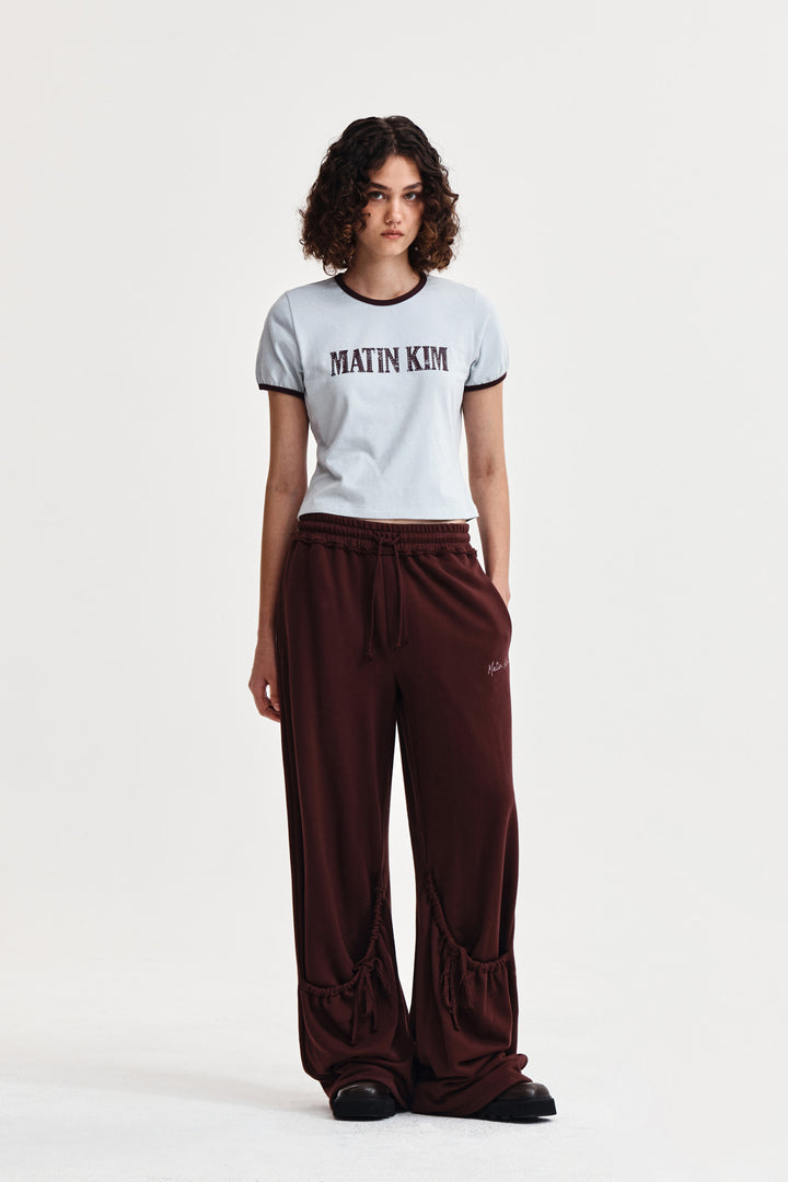 Matin Kim Stud Logo Ringer Top in Smoke — Blue