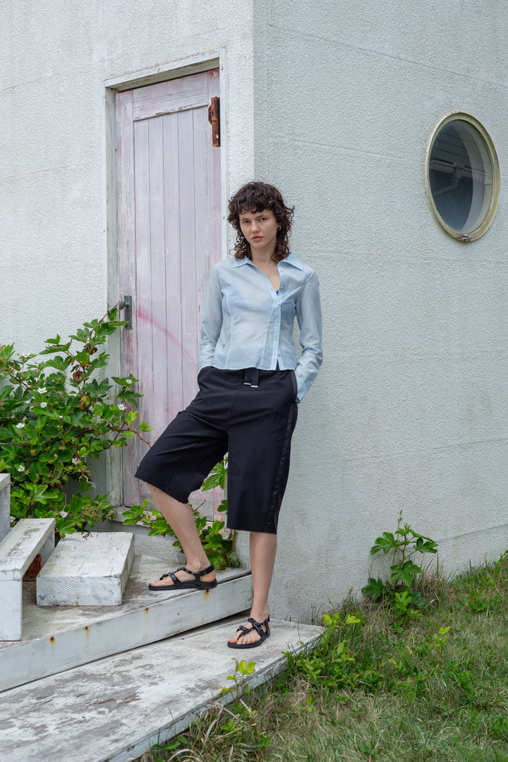 Matin Kim Side Taping Bermuda Shorts — Black