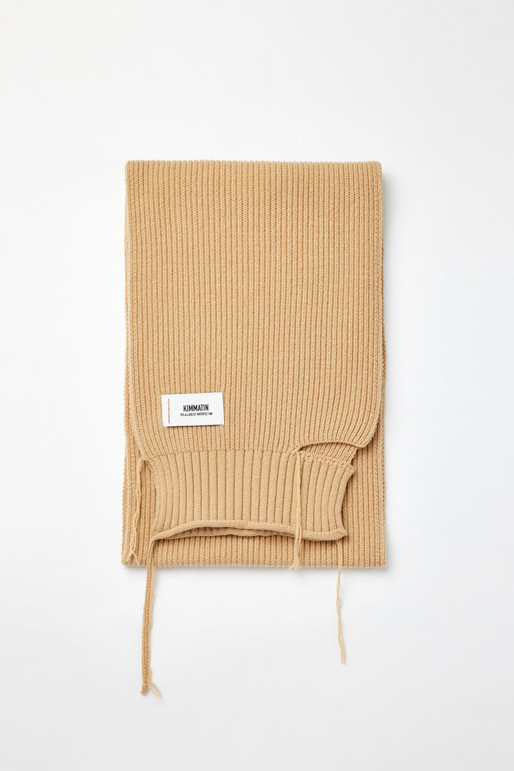 KIMMATIN Cut Out Wool Knit Muffler — Beige